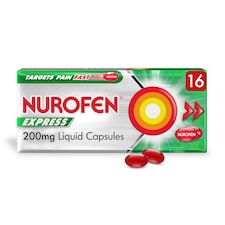 Nurofen Express Pain Relief 200mg Liquid Capsules - Ibuprofen 16s