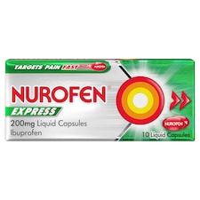 Nurofen Express Pain Relief Liquid Capsules - Ibuprofen 200mg 10s