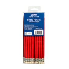 Tesco Hb Pencils With Eraser Tip 50 Pack
