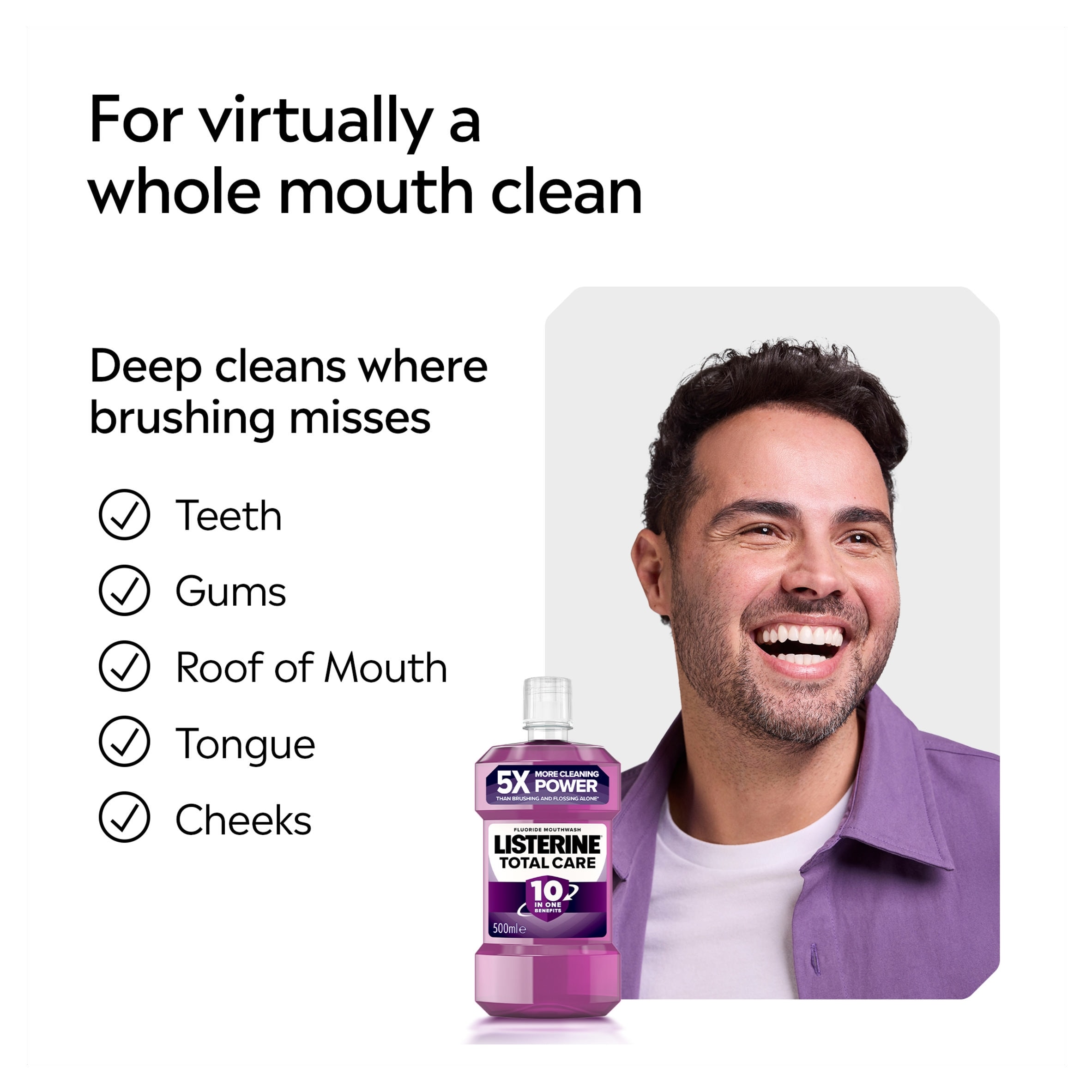 Listerine Total Care Intense Taste Classic Mouthwash 500ml thumbnail 4