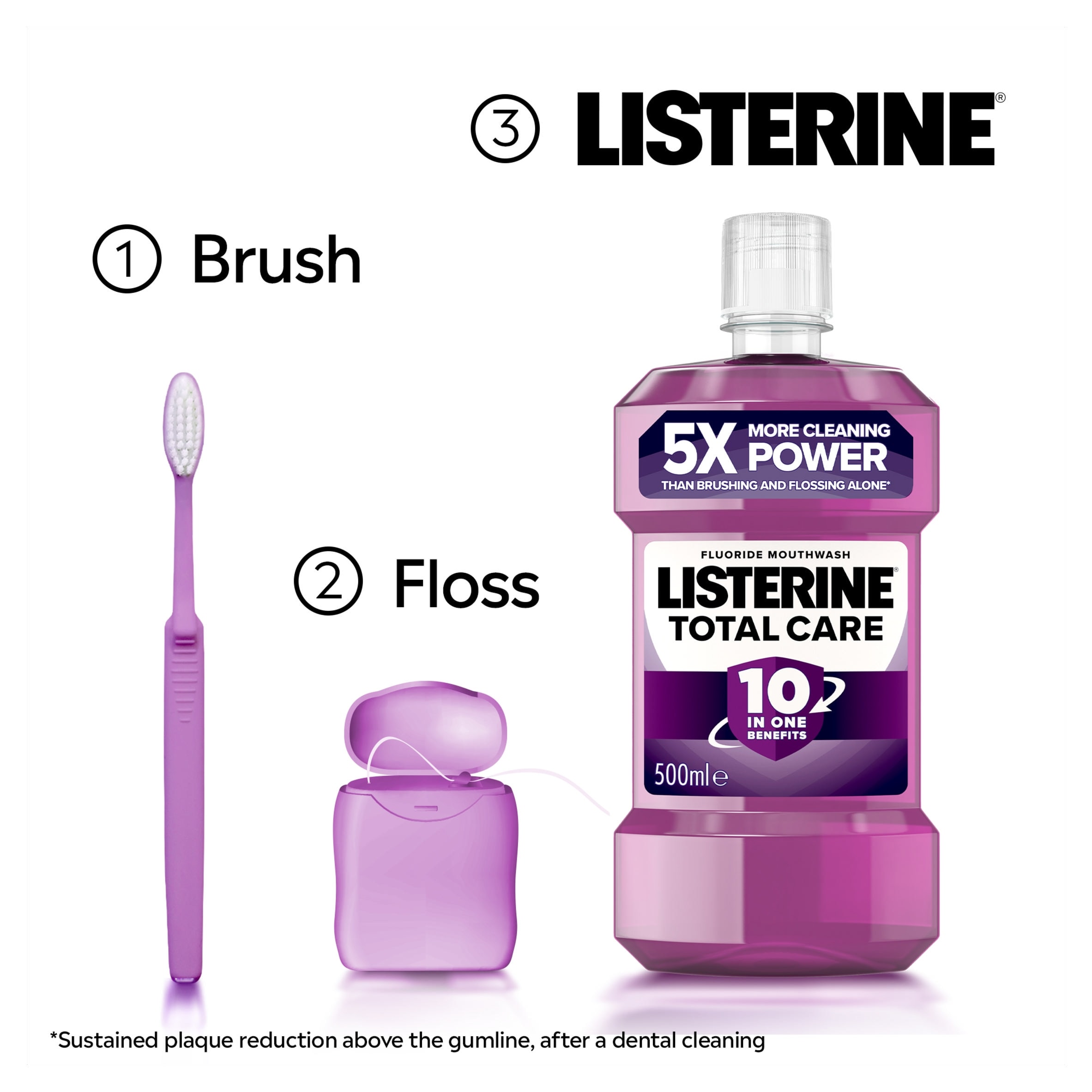 Listerine Total Care Intense Taste Classic Mouthwash 500ml thumbnail 5