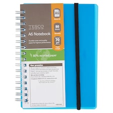Tesco A6 Polypropylene Spiral Notebook 160 Pages