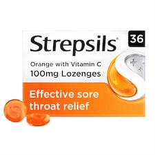 Strepsils Orange Sore Throat Lozenges with Vitamin C - 36s