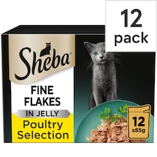 Sheba Fine Flakes Wet Cat Food Pouches Poultry in Jelly 12x85g