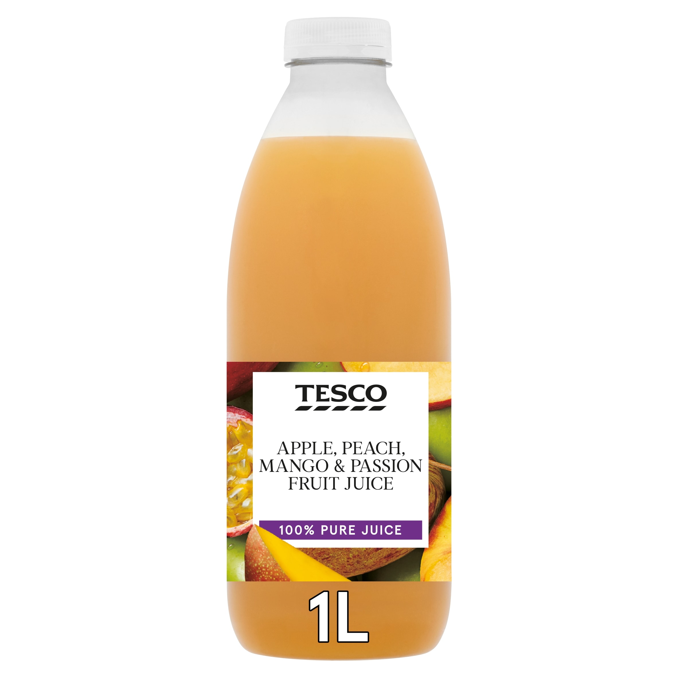 Tesco 100% Pure Apple, Peach, Mango & Passion Fruit Juice 1L