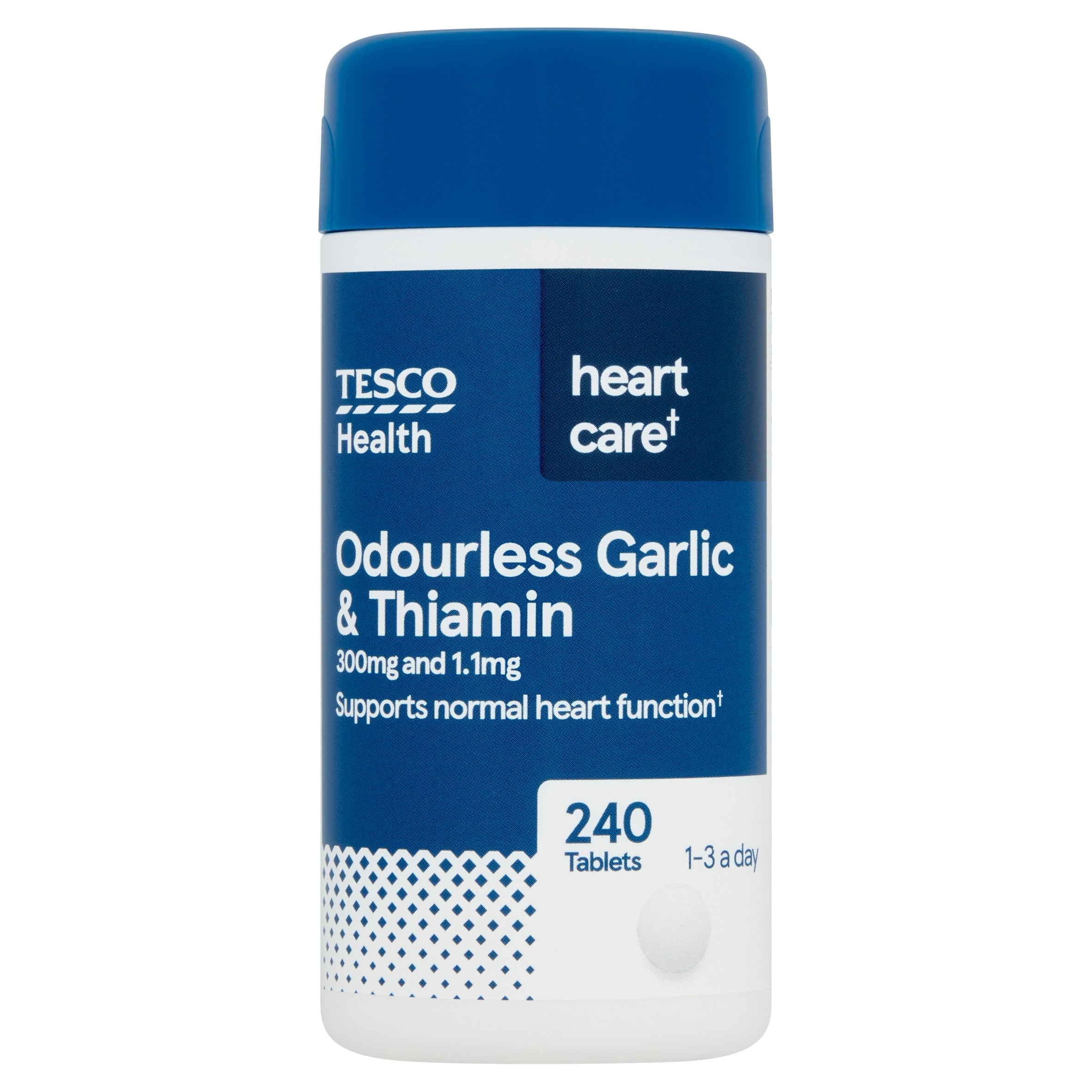 Tesco Health Odourless Garlic Tablets with Vitamin B1 Food Suppliment 240s