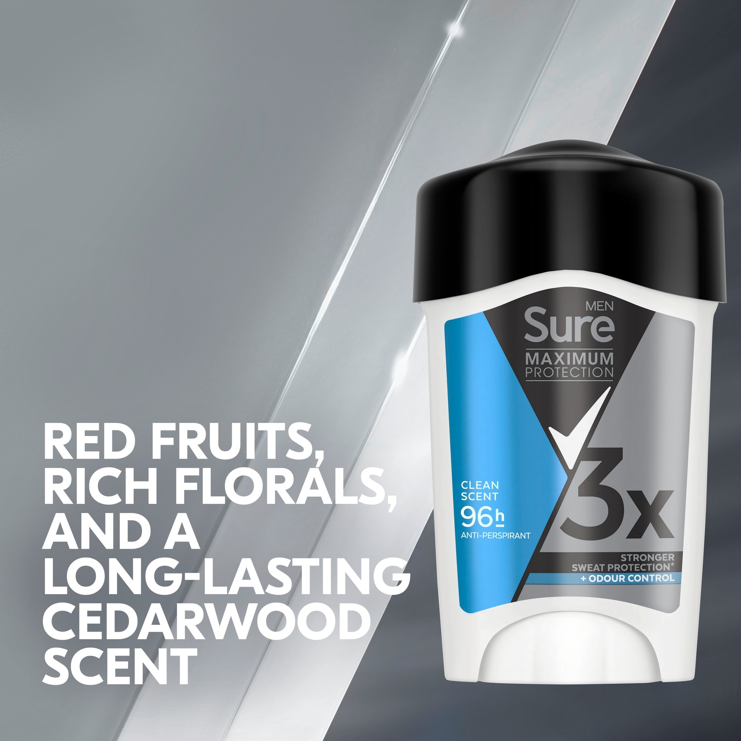 Sure Men Clean Scent 96h Maximum Protection Antiperspirant Deodorant Cream 45ml thumbnail 2