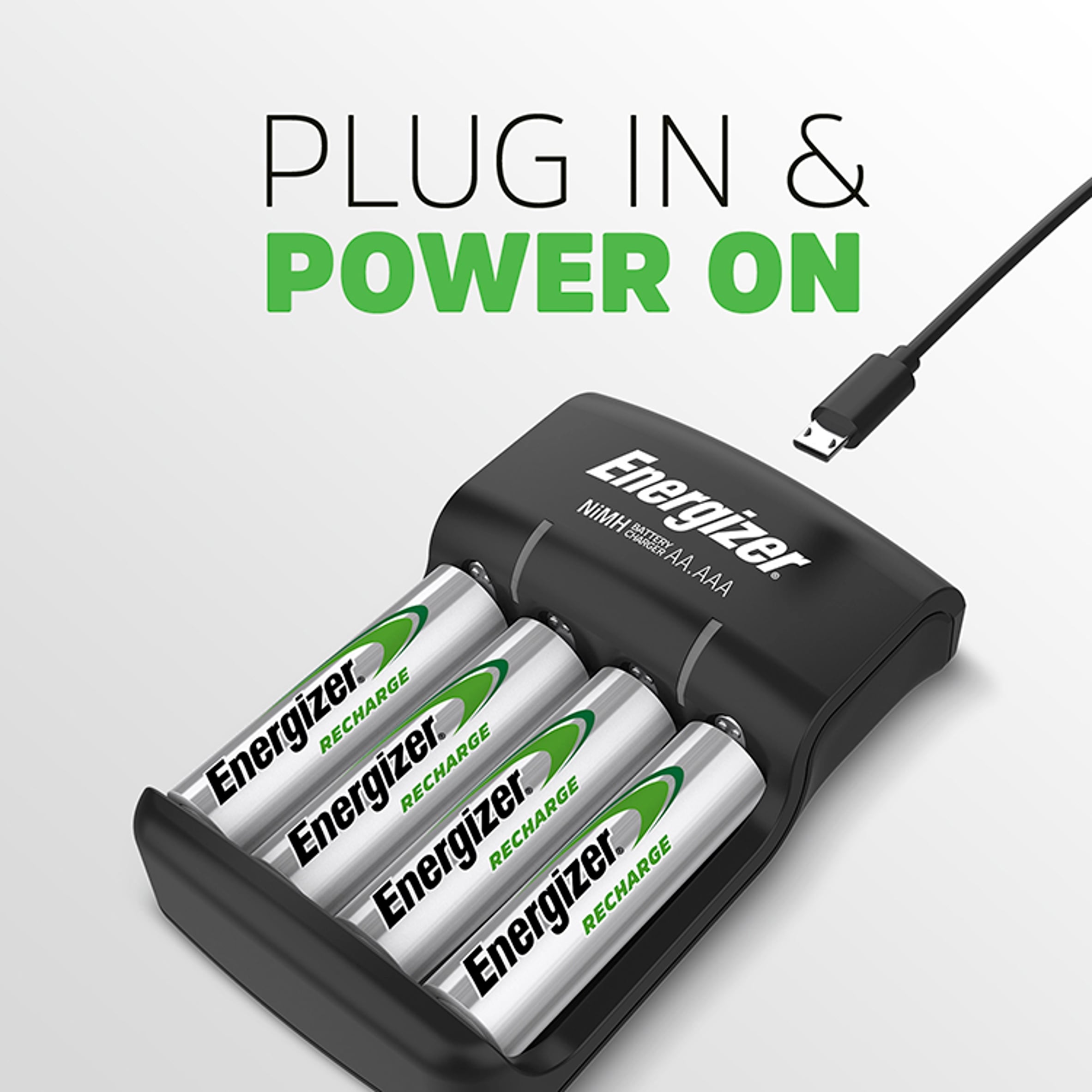 Energizer Recharge Base Charger with 4 1300mAh Rechargeable AA Batteries Included thumbnail 2