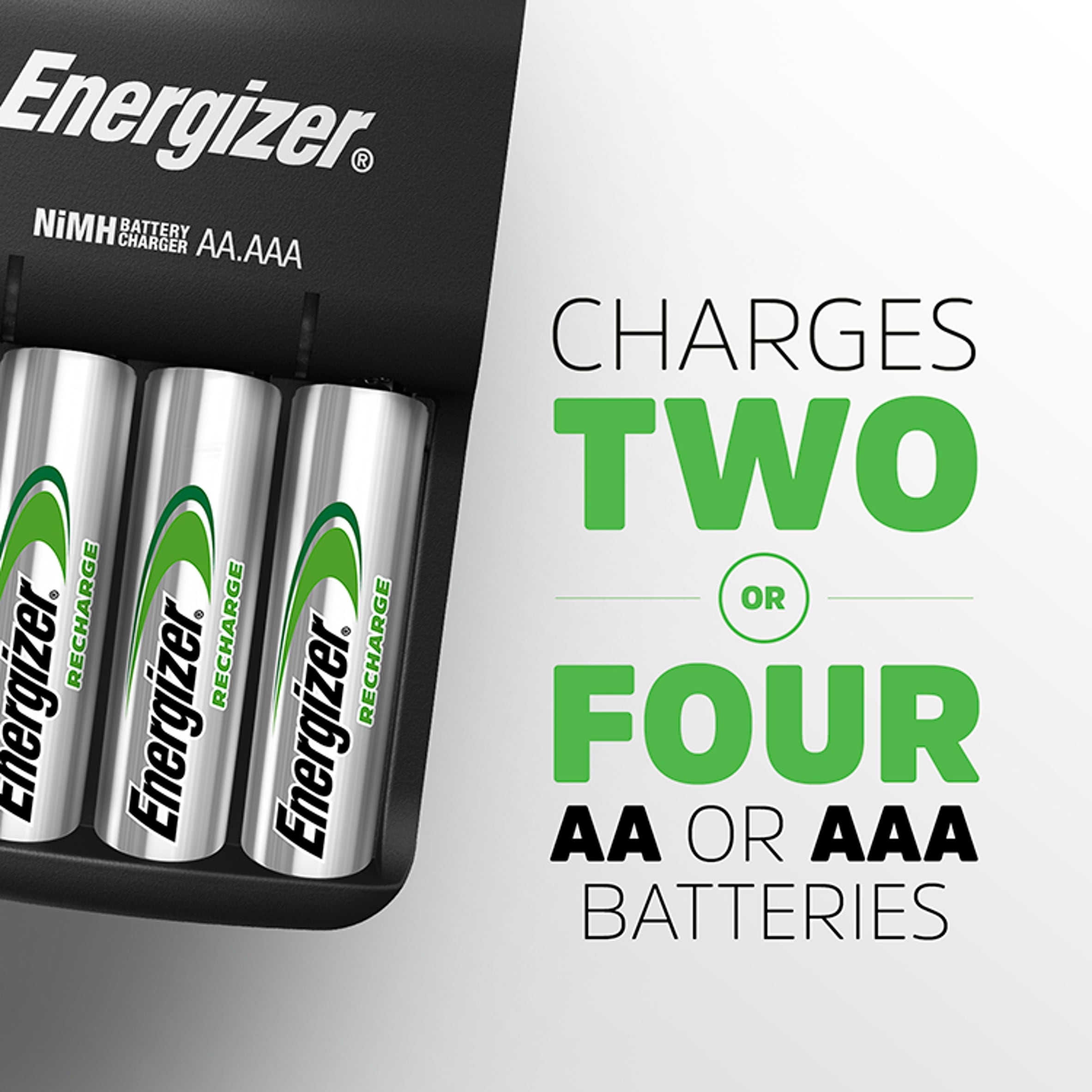 Energizer Recharge Base Charger with 4 1300mAh Rechargeable AA Batteries Included thumbnail 3