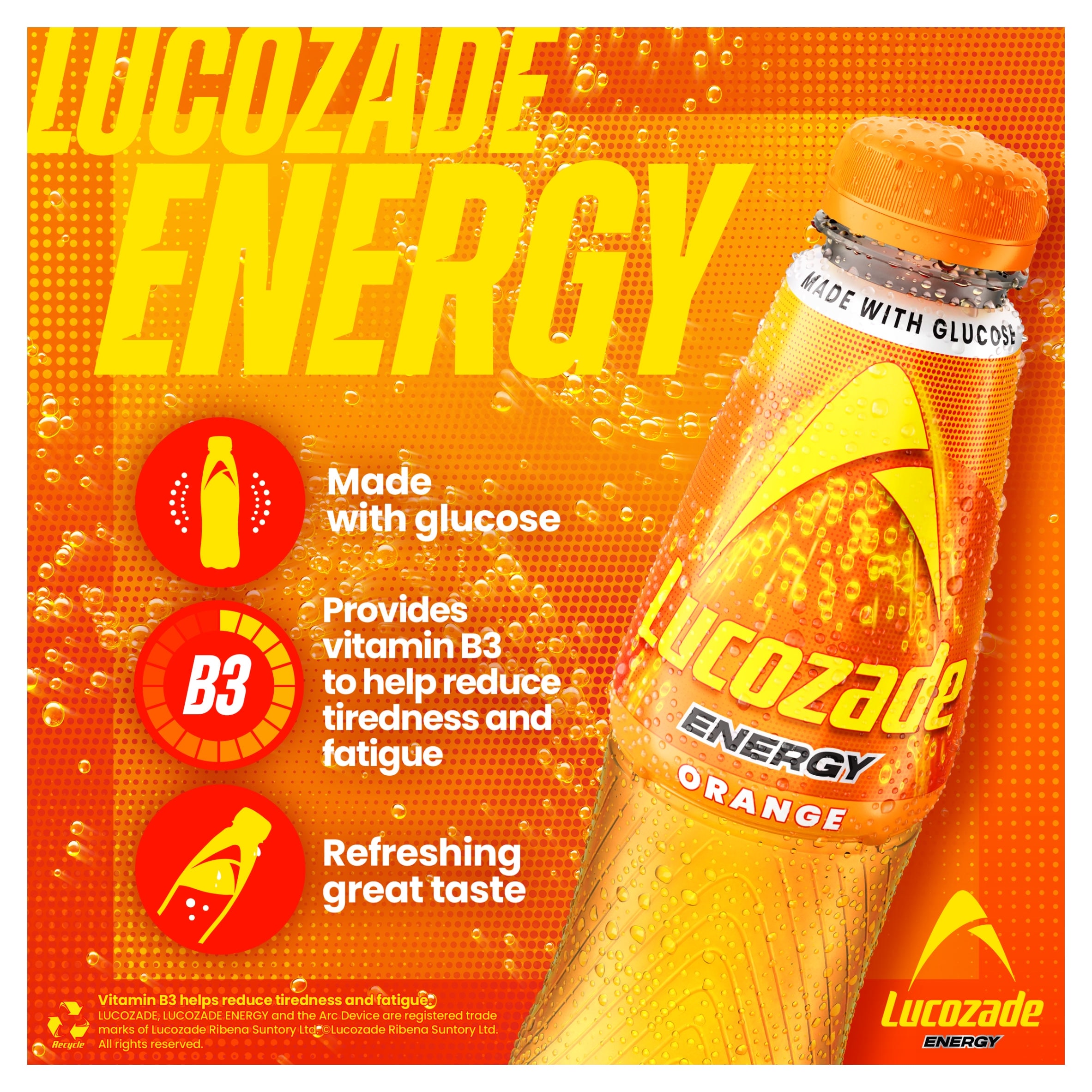 Lucozade Energy Drink Orange 500ml thumbnail 2