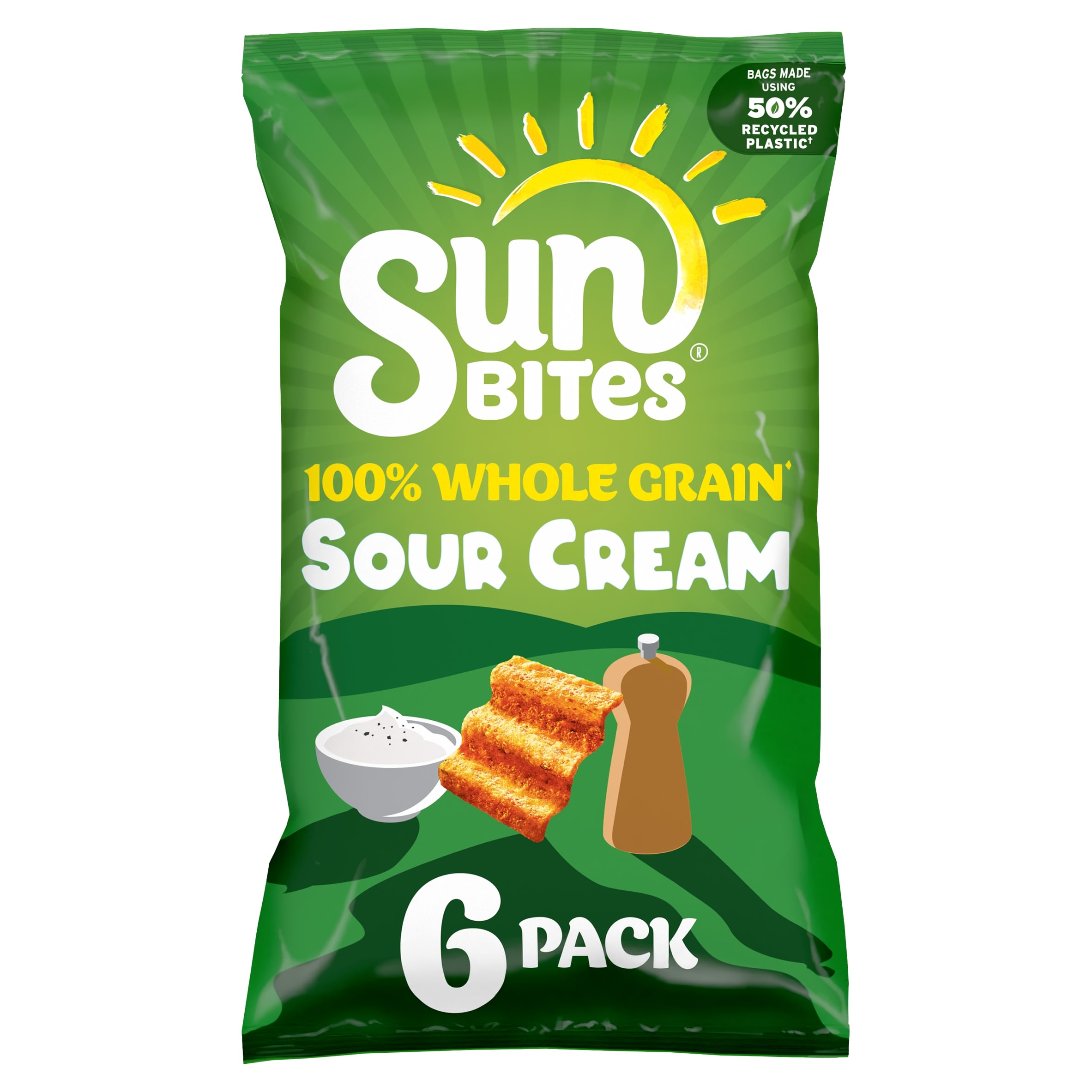 Walkers Sunbites Sour Cream & Cracked Black Pepper Multipack Crisps 6x25g thumbnail 2
