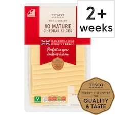 Tesco British Mature Cheddar Cheese 10 Slices, 250 G