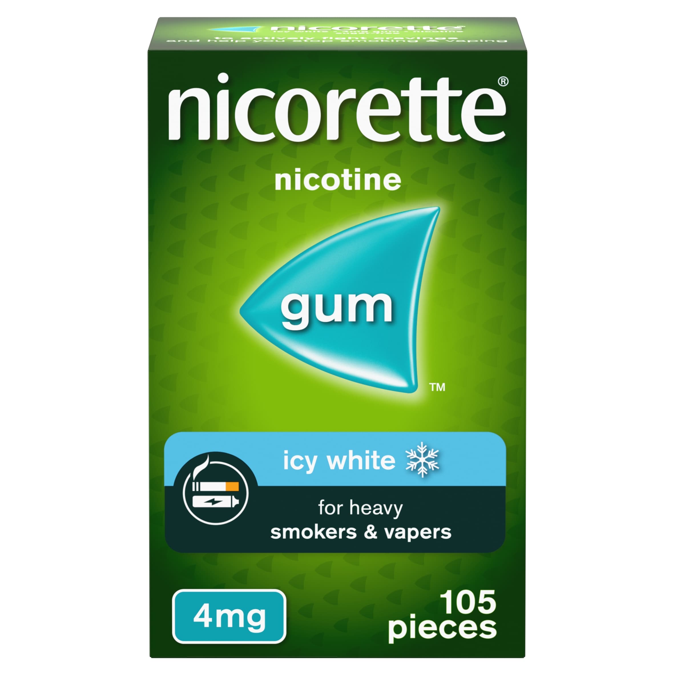 Nicorette Icy White Gum, 4 mg, 105 (Stop Smoking Aid)