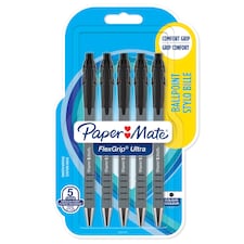 Paper Mate Stationery Flexgrip Ultra Ballpoint Pens, Black, 5 Count