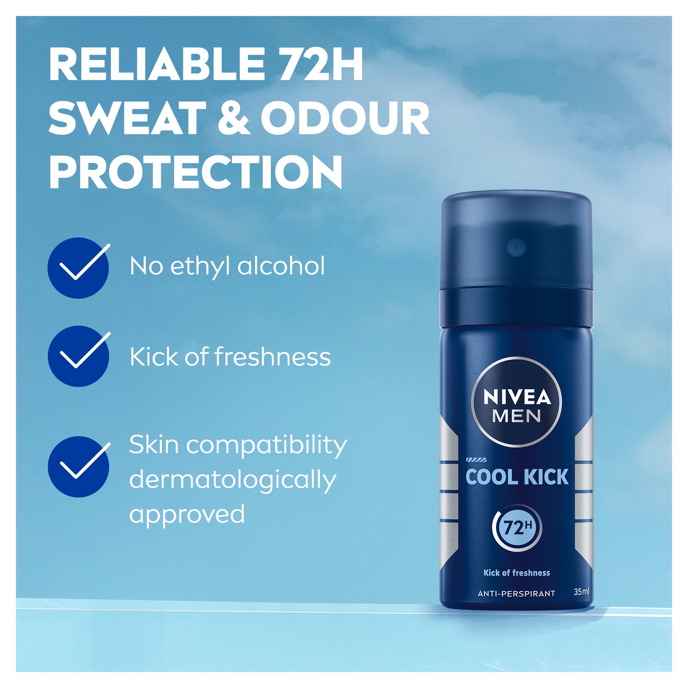 NIVEA MEN Antiperspirant Deodorant Spray - Cool Kick 35ml thumbnail 2