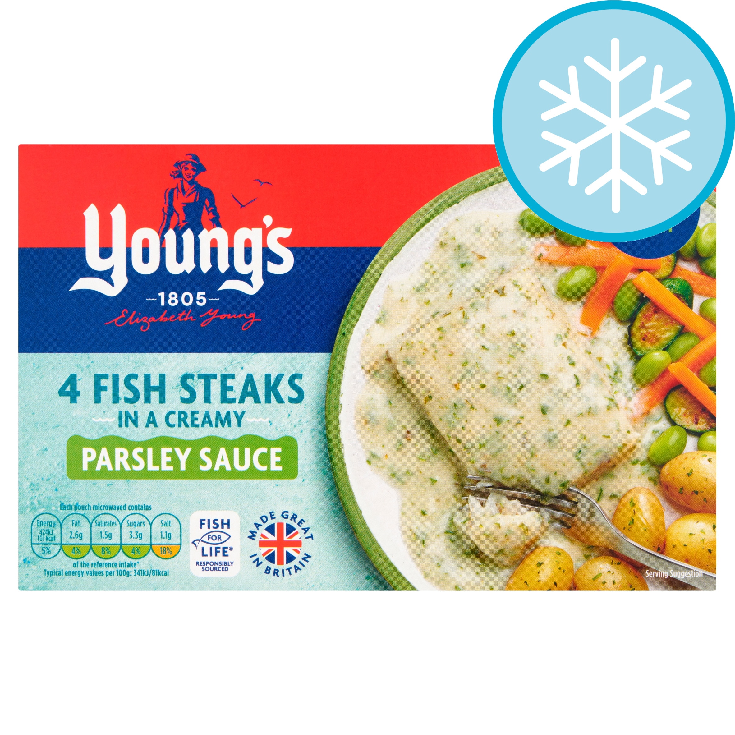 Young's 4 Fish Steaks in a Creamy Parsley Sauce 560g