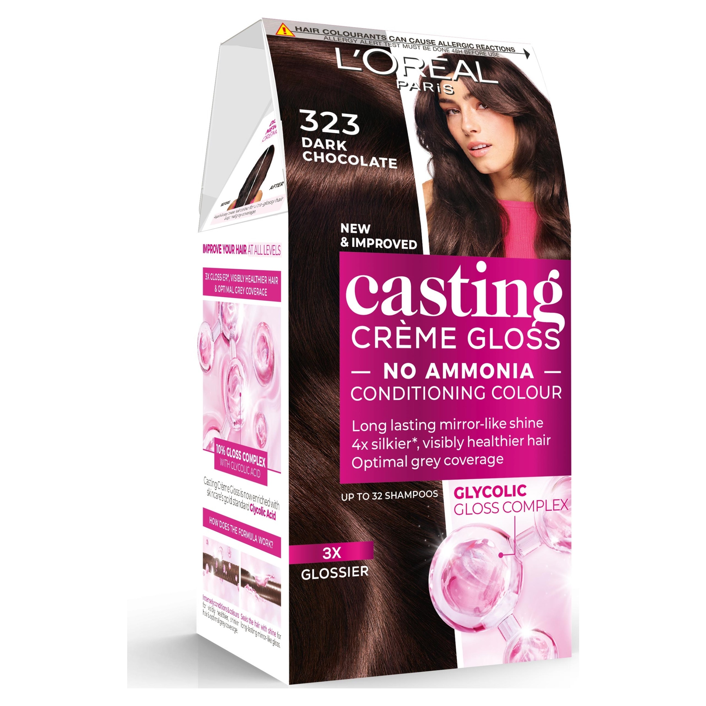 L'Oreal Casting Creme Gloss 323 Dark Chocolate Brown Semi Permanent Hair Dye
