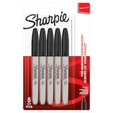 Sharpie Stationery Permanent Markers, Fine Point Pens, Black, 5 Count