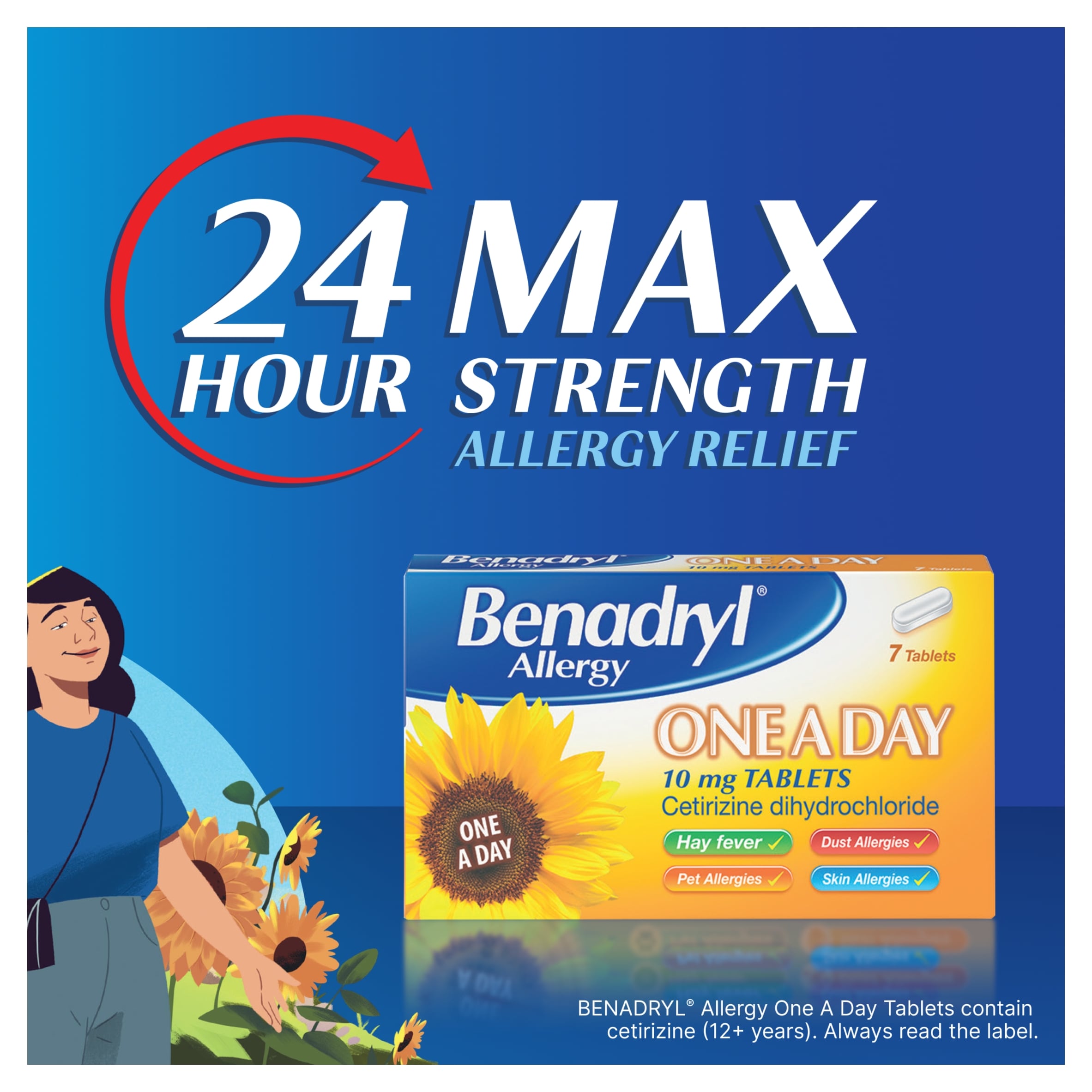Benadryl Allergy One A Day 10mg Long-Lasting Hayfever Relief 30 Tablet thumbnail 2
