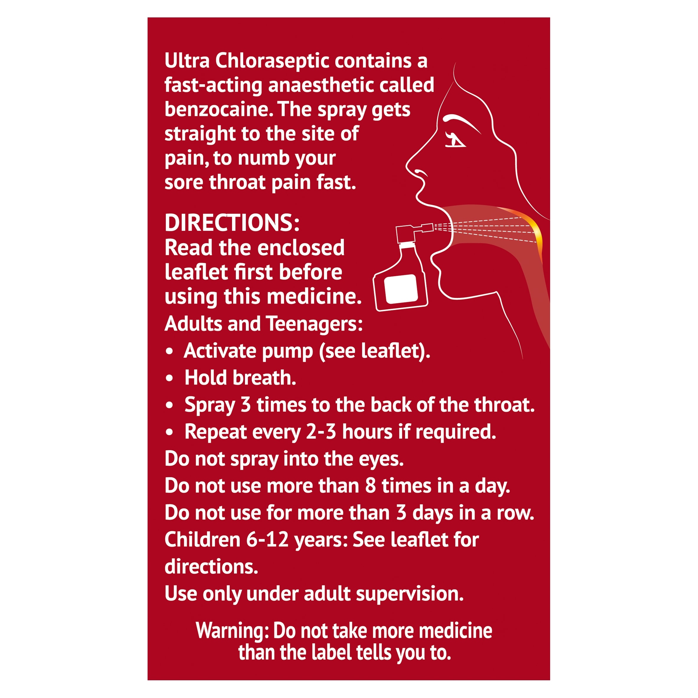 Ultra Chloraseptic Anaesthetic Throat Spray - Cherry 15ml thumbnail 3