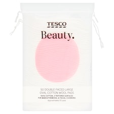 Tesco Double Faced Large Oval Cotton Wool Pads 50 Pack
