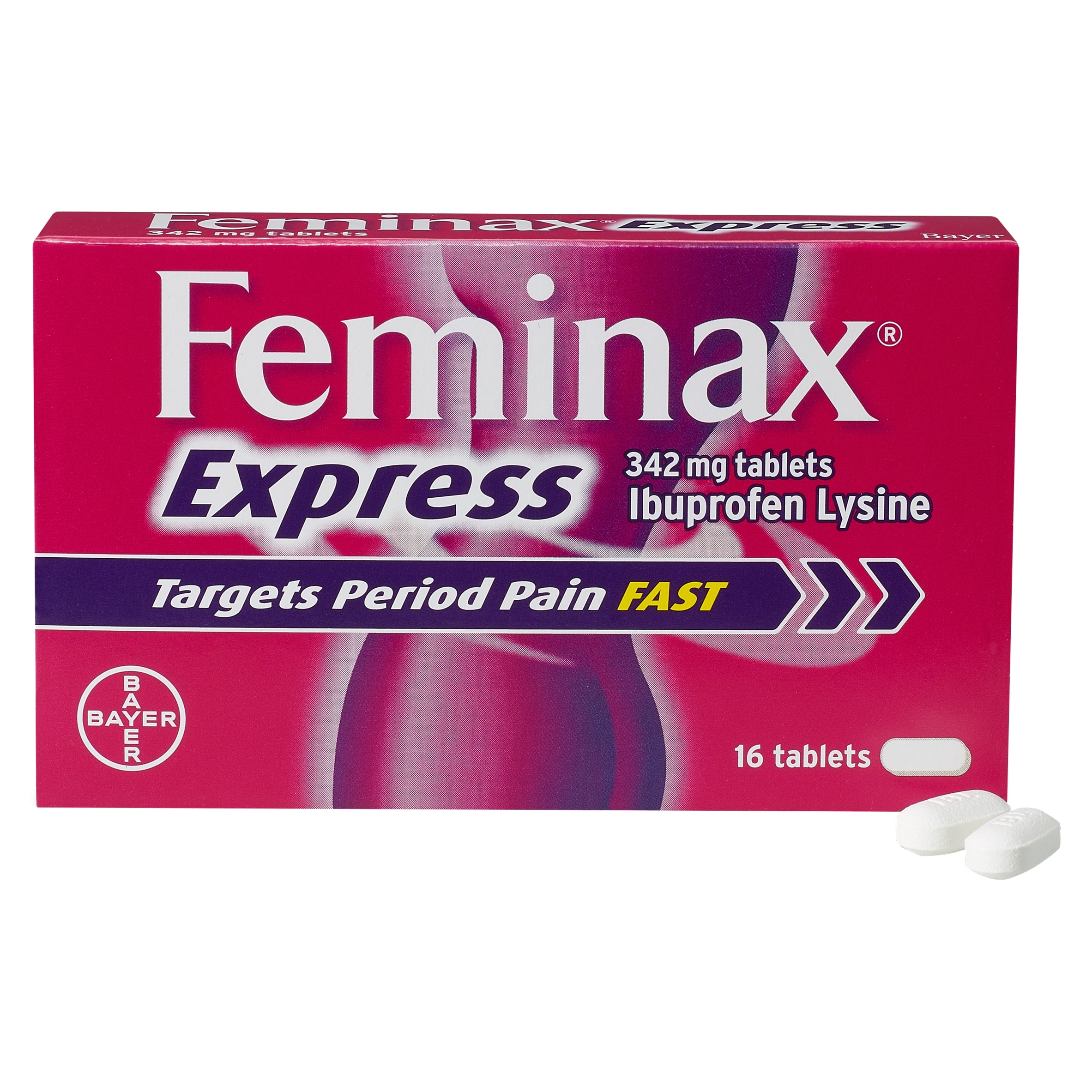 Feminax Express Period Pain Relief Tablets - Ibuprofen Lysine 16s thumbnail 2