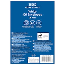 Tesco White C6 Envelopes 25Pk