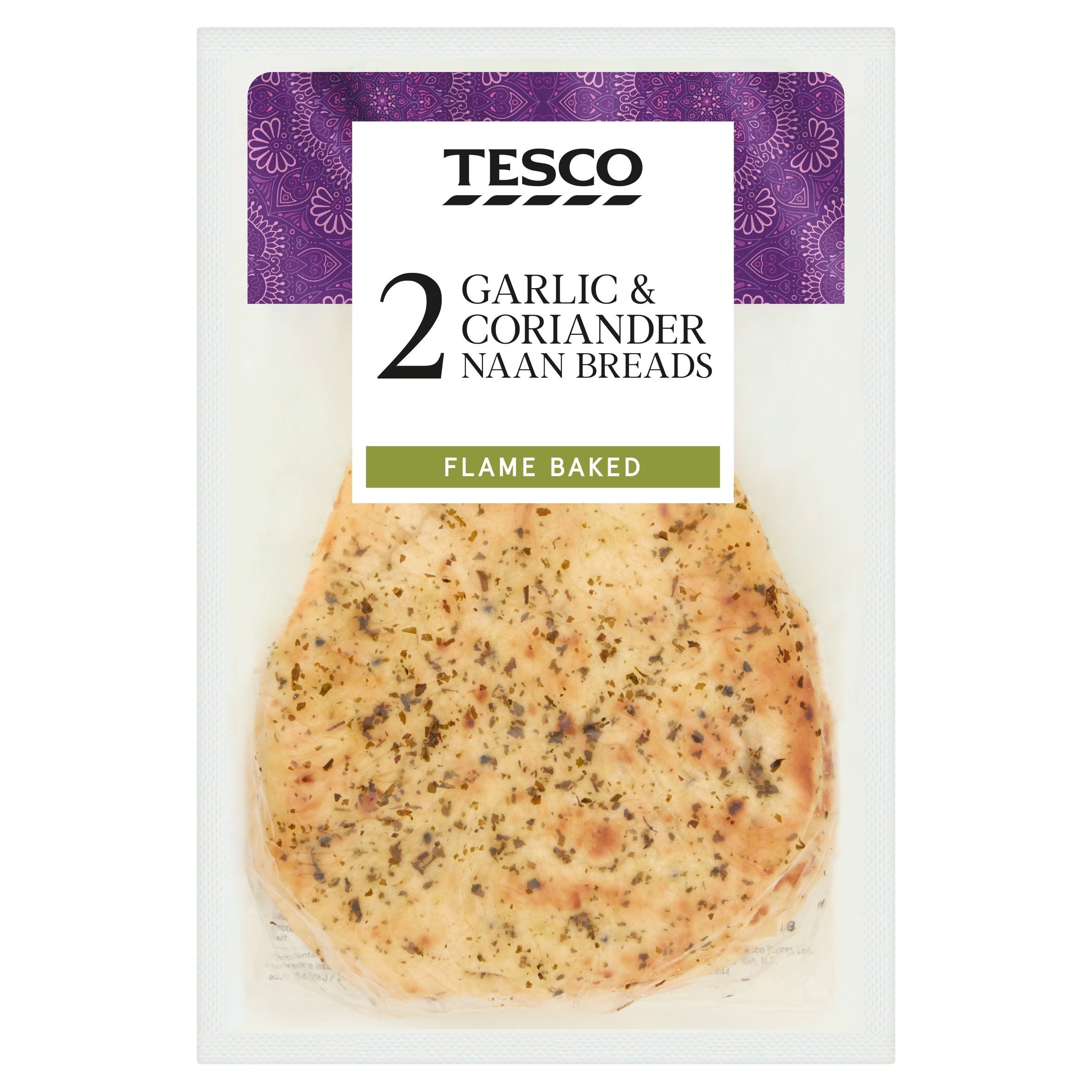 Tesco Garlic & Coriander Naan 2 Pack 260G