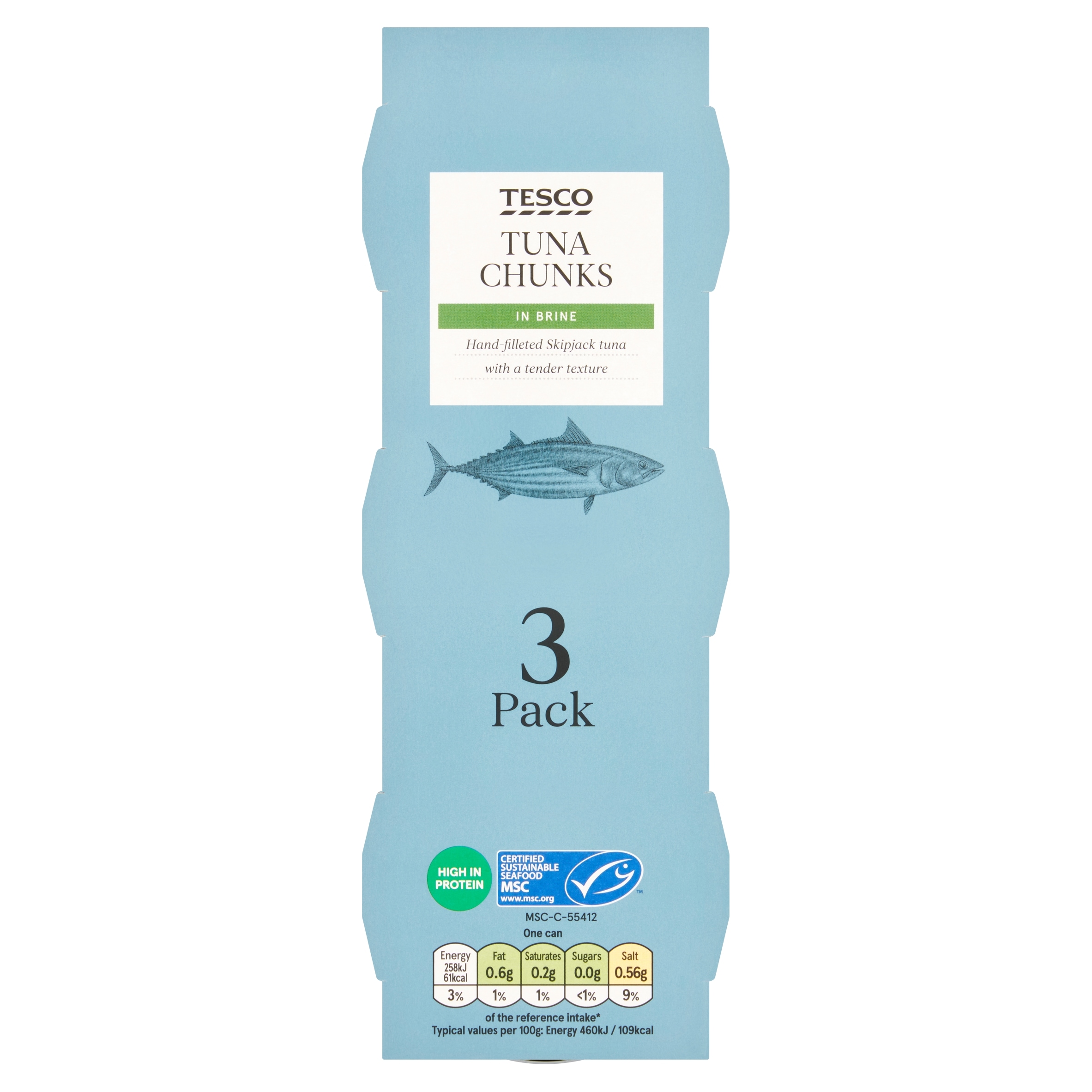 Tesco Tuna Chunks In Brine 3X80g