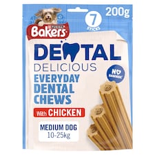 BAKERS Dental Delicious Medium Chicken Dog Chews 200g