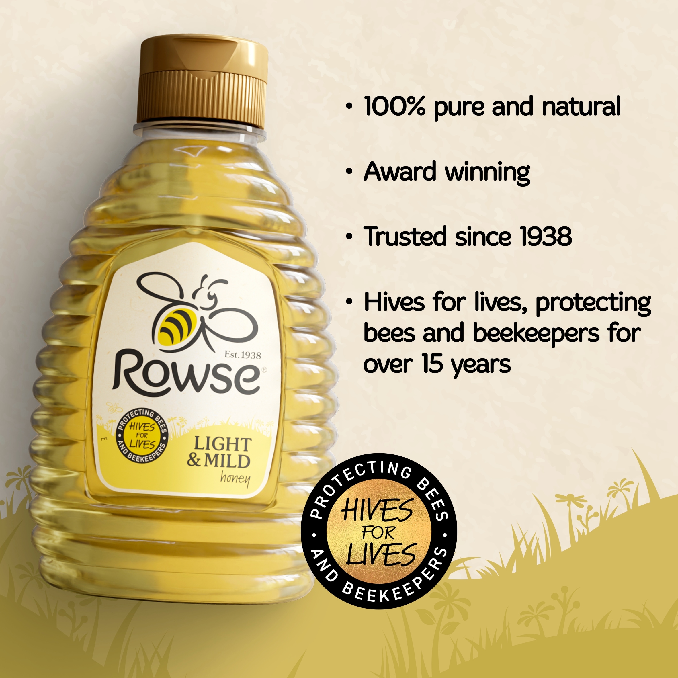 Rowse Squeezy Light & Mild Honey 340G thumbnail 2