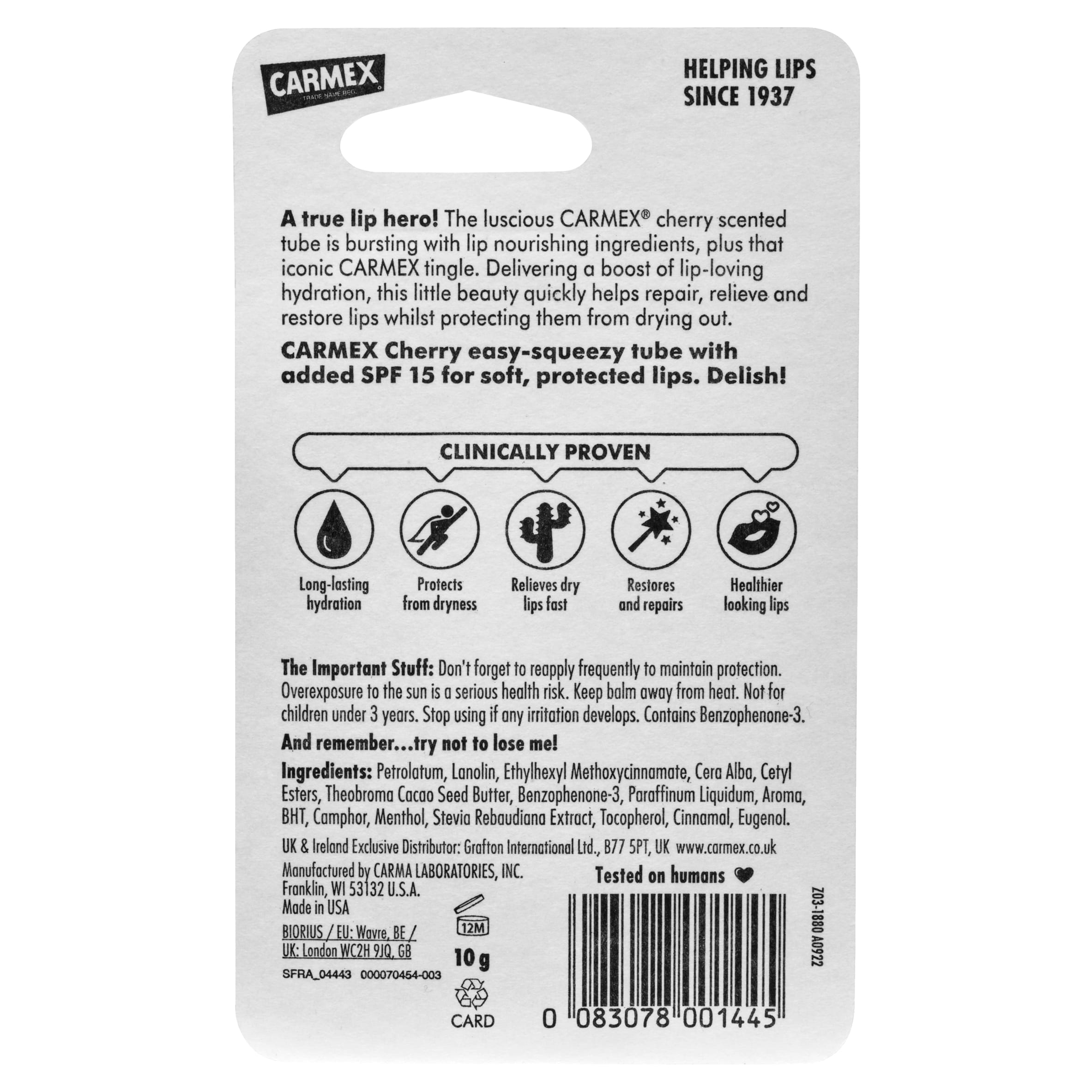 Carmex Cherry Lip Balm Tube 10G thumbnail 2