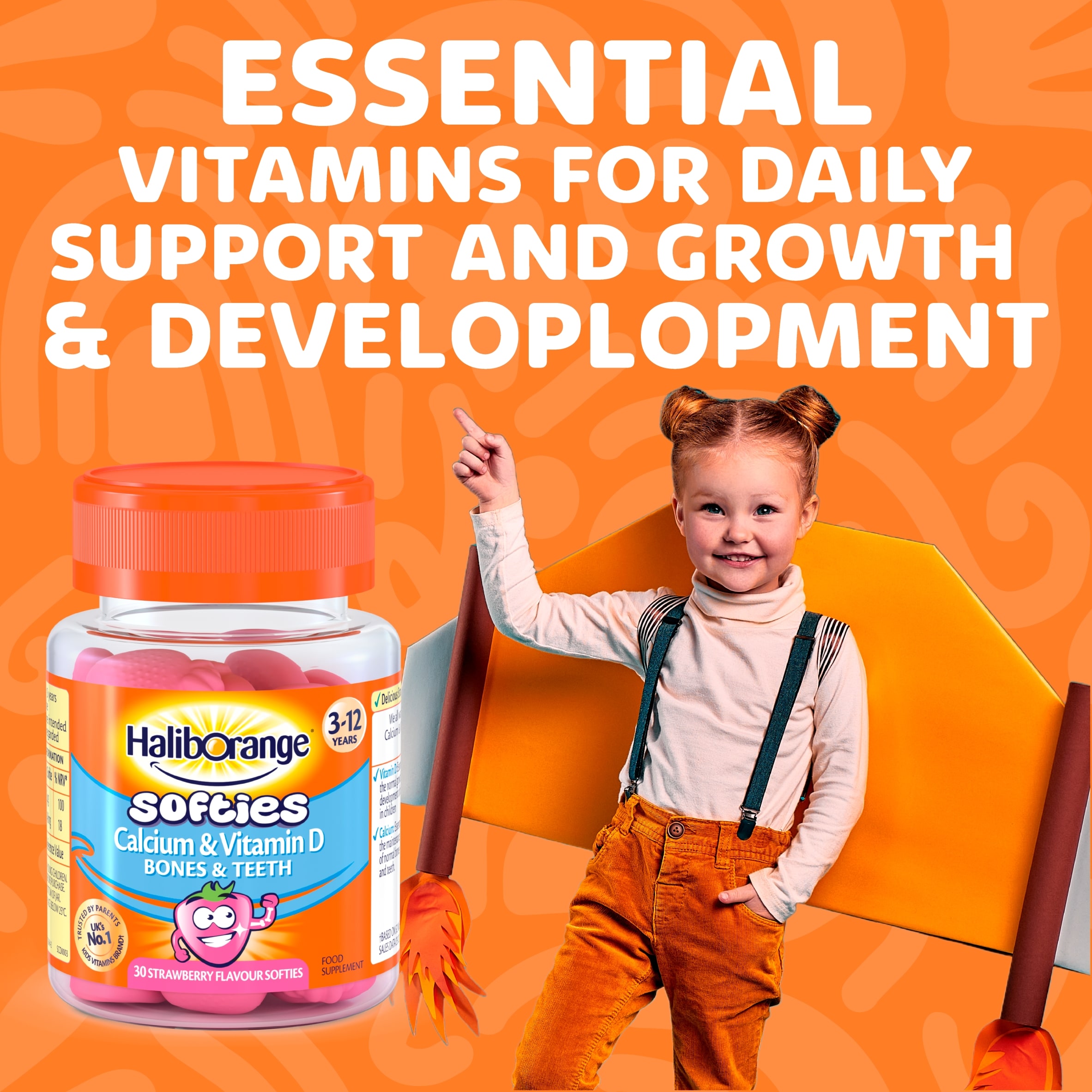 Haliborange Calcium & Vitamin D Strawberry Softies 30s thumbnail 2
