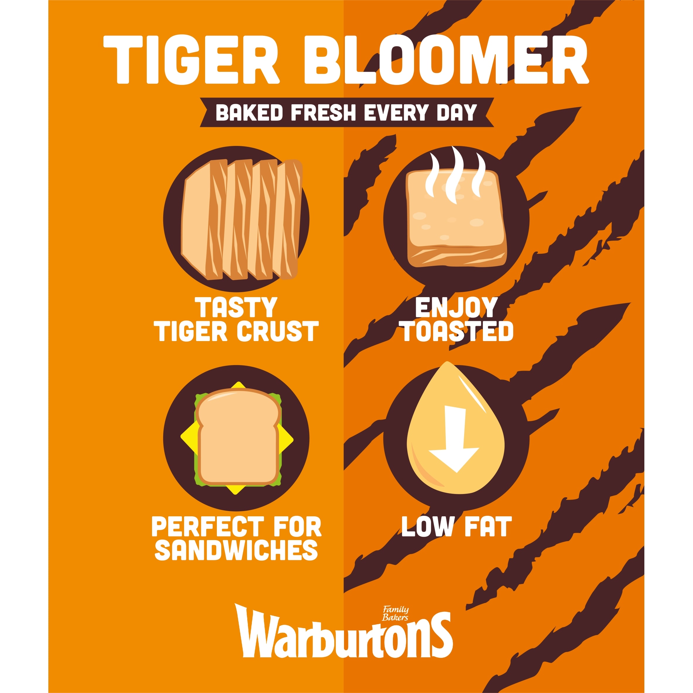 Warburtons Tiger Bread Bloomer 600g thumbnail 3