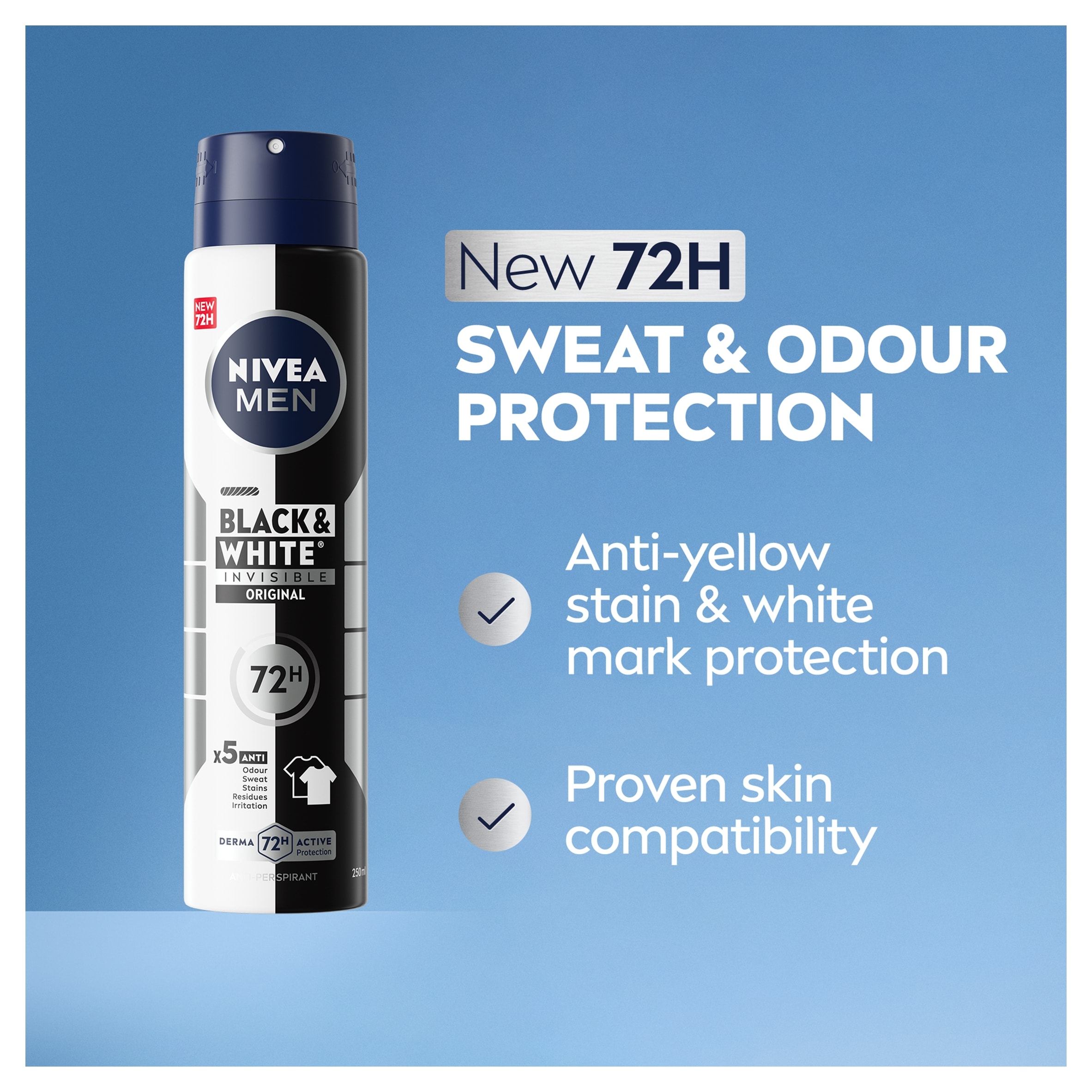 NIVEA MEN Black & White Original Anti-Perspirant Deodorant Spray 250ml thumbnail 2