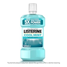 Listerine Zero Alcohol Cool Mint Milder Taste Mouthwash 500ml