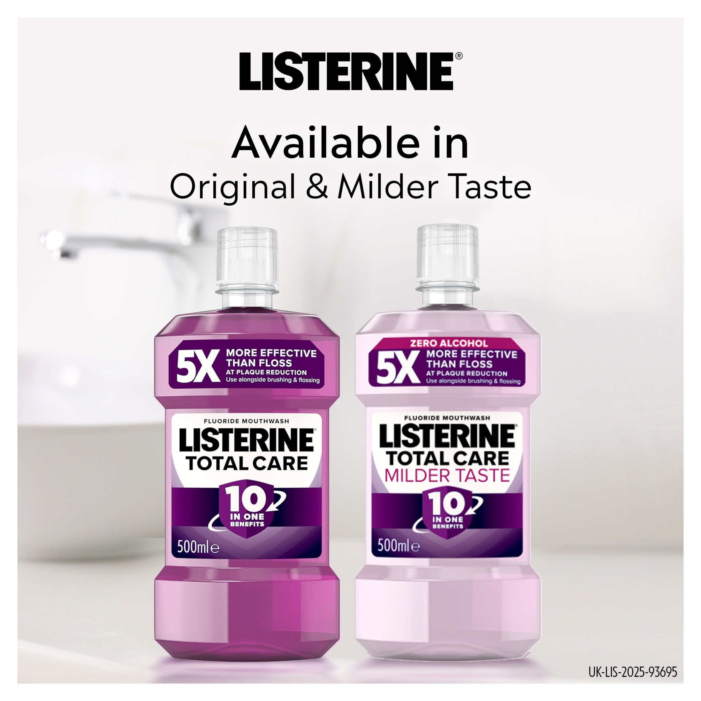 Listerine Total Care Milder Taste Zero Alcohol Mouthwash 500ml thumbnail 2