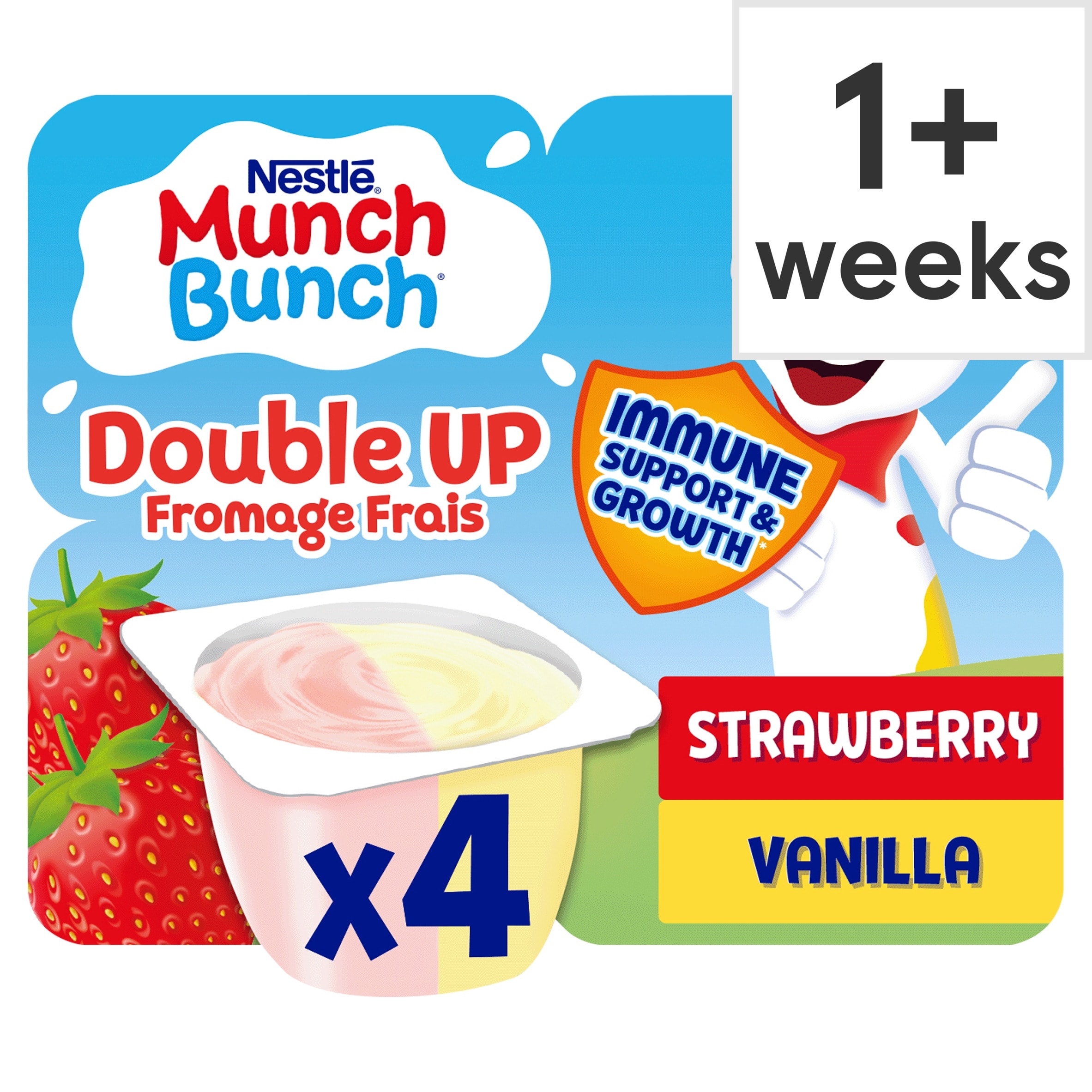 Munch Bunch Double Up Fromage Frais Strawberry Vanilla 4 x 85g (340g)
