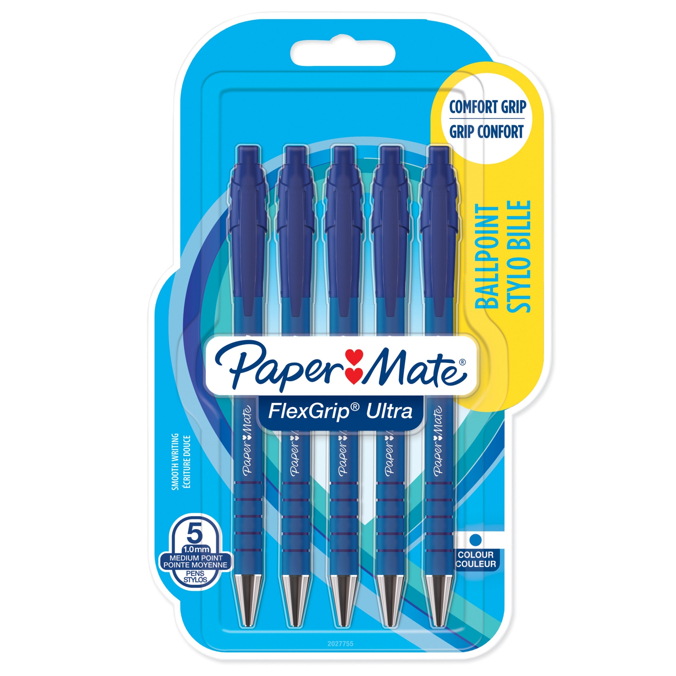 Paper Mate Flexgrip Ultra Ballpoint Pens, Blue, 5 Count