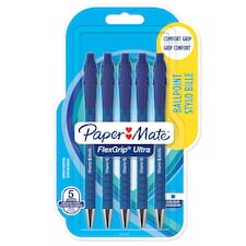 Paper Mate Flexgrip Ultra Ballpoint Pens, Blue, 5 Count