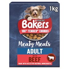BAKERS Meaty Meals Beef Dry Dog Food 1kg