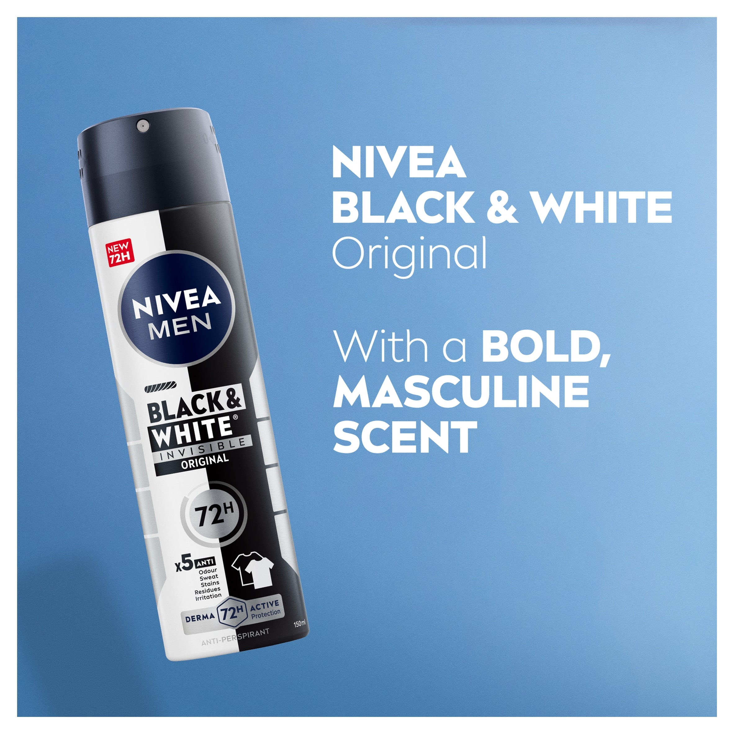 NIVEA MEN Black & White Original Anti-Perspirant Deodorant Spray 150ml thumbnail 3