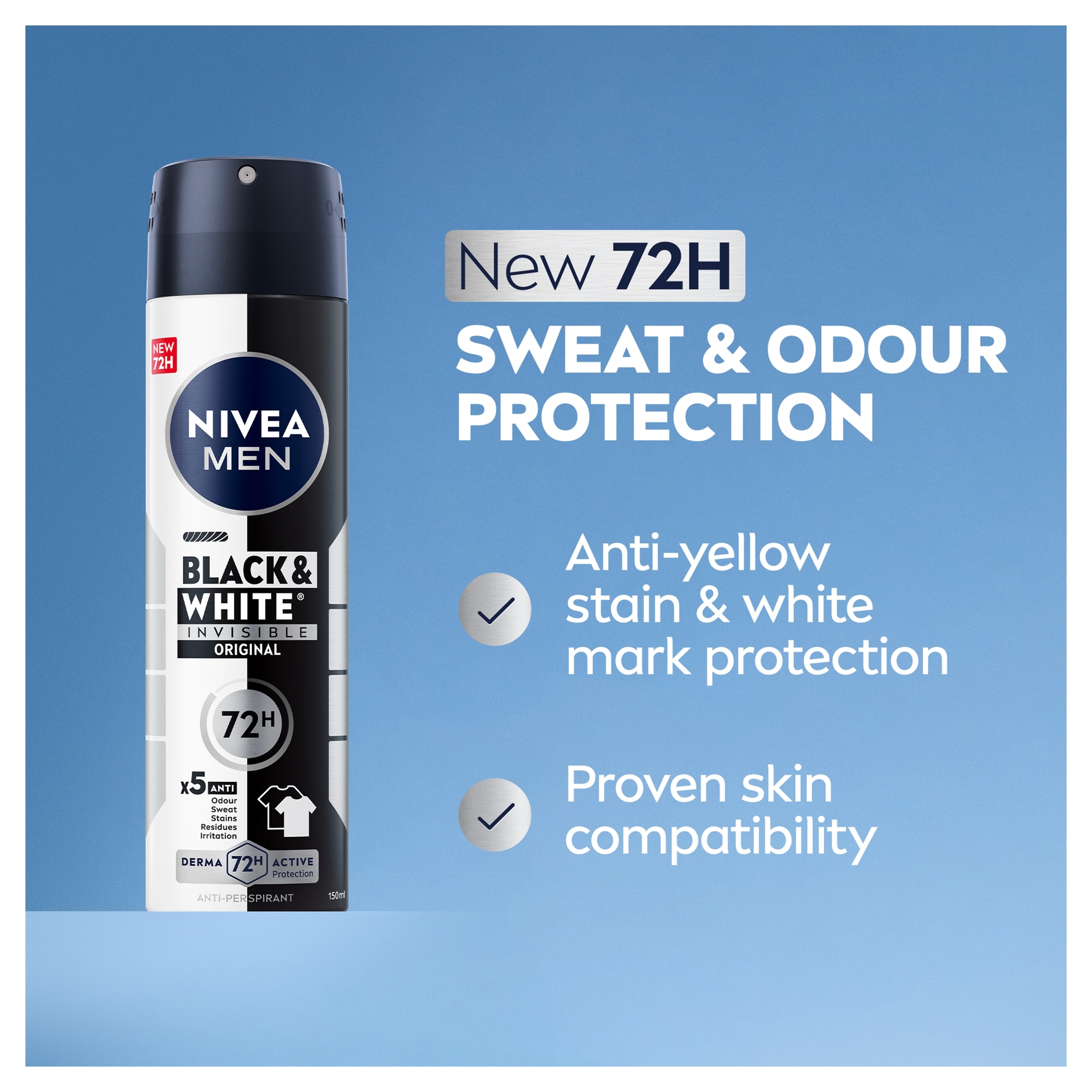 NIVEA MEN Black & White Original Anti-Perspirant Deodorant Spray 150ml thumbnail 5