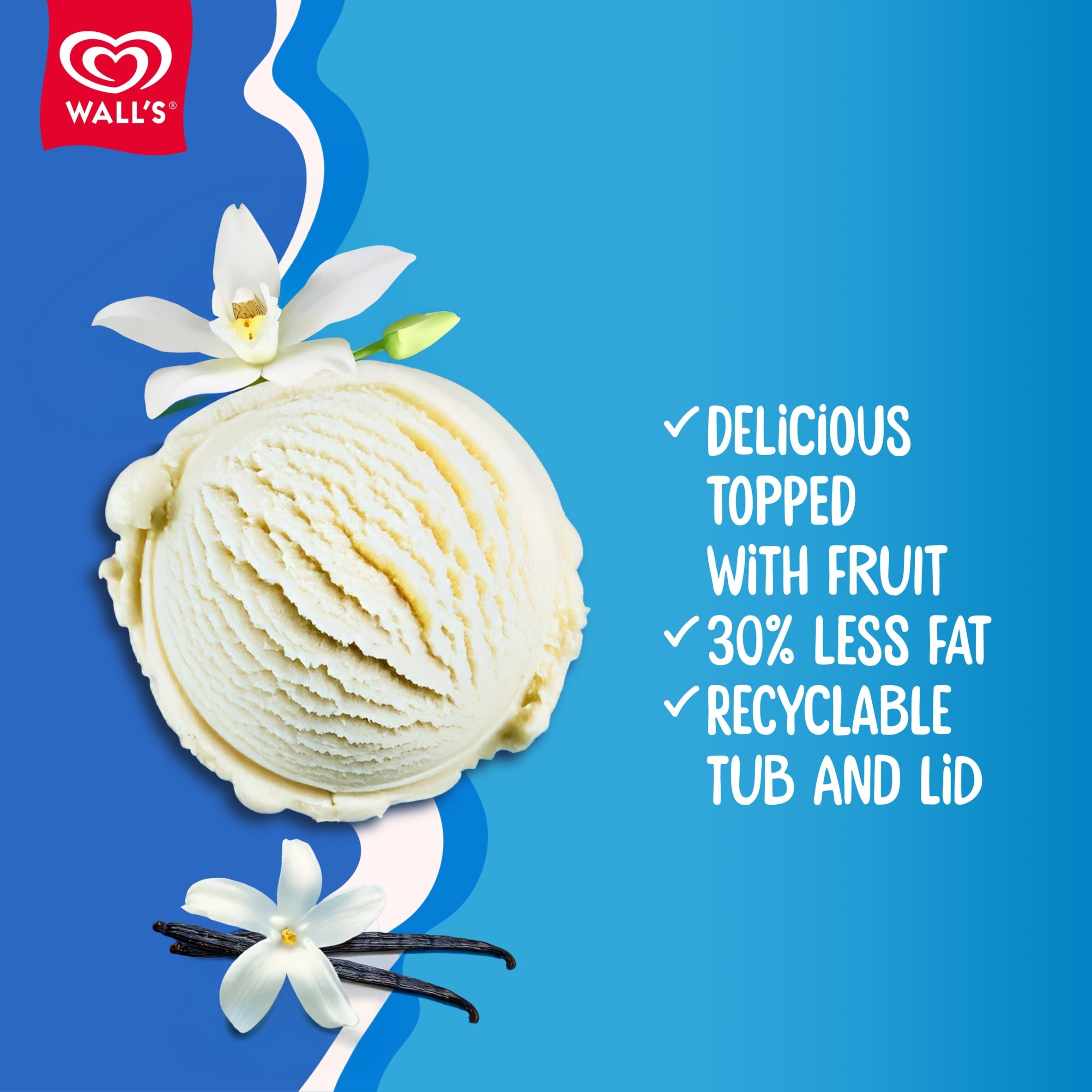 Walls Soft Scoop Vanilla Light Ice Cream Tub 1800ml thumbnail 4