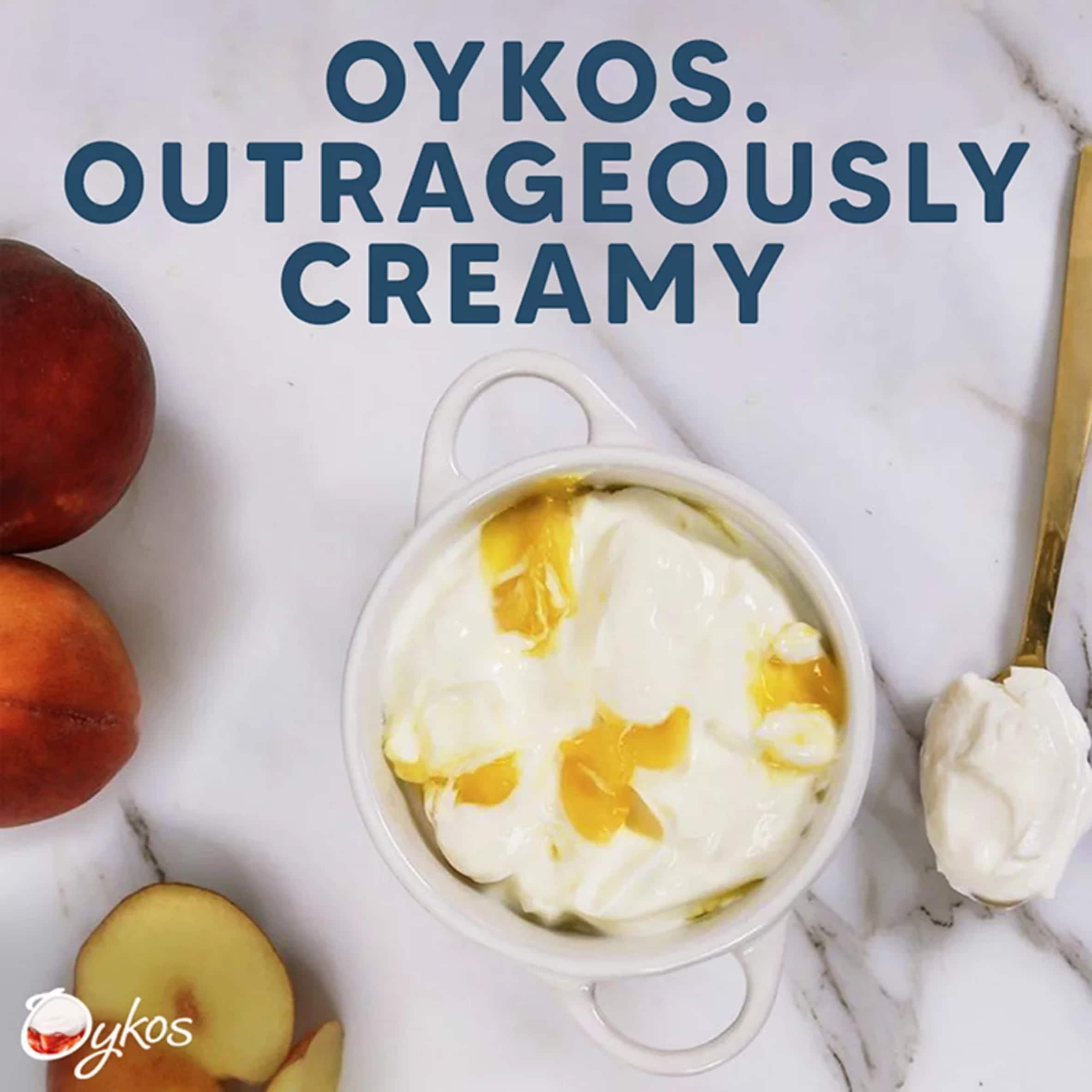 Oykos Peach Luxury Greek Style Yoghurt Dessert 4x110g thumbnail 3