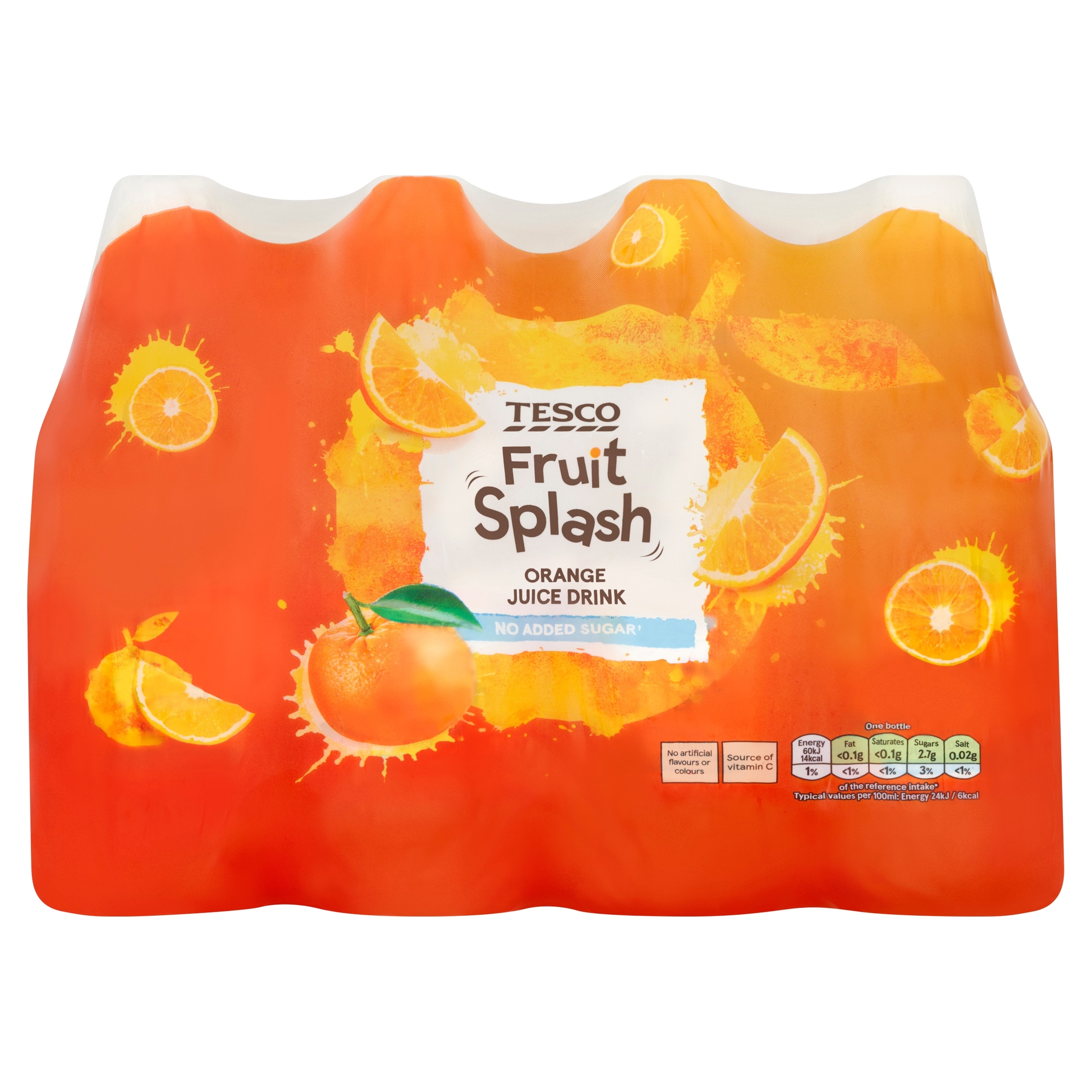 Tesco Fruit Splash Orange Juice Drink No Added Sugar 12 x 250ml