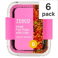 Tesco Small Foil Trays with Lids 6 Pack