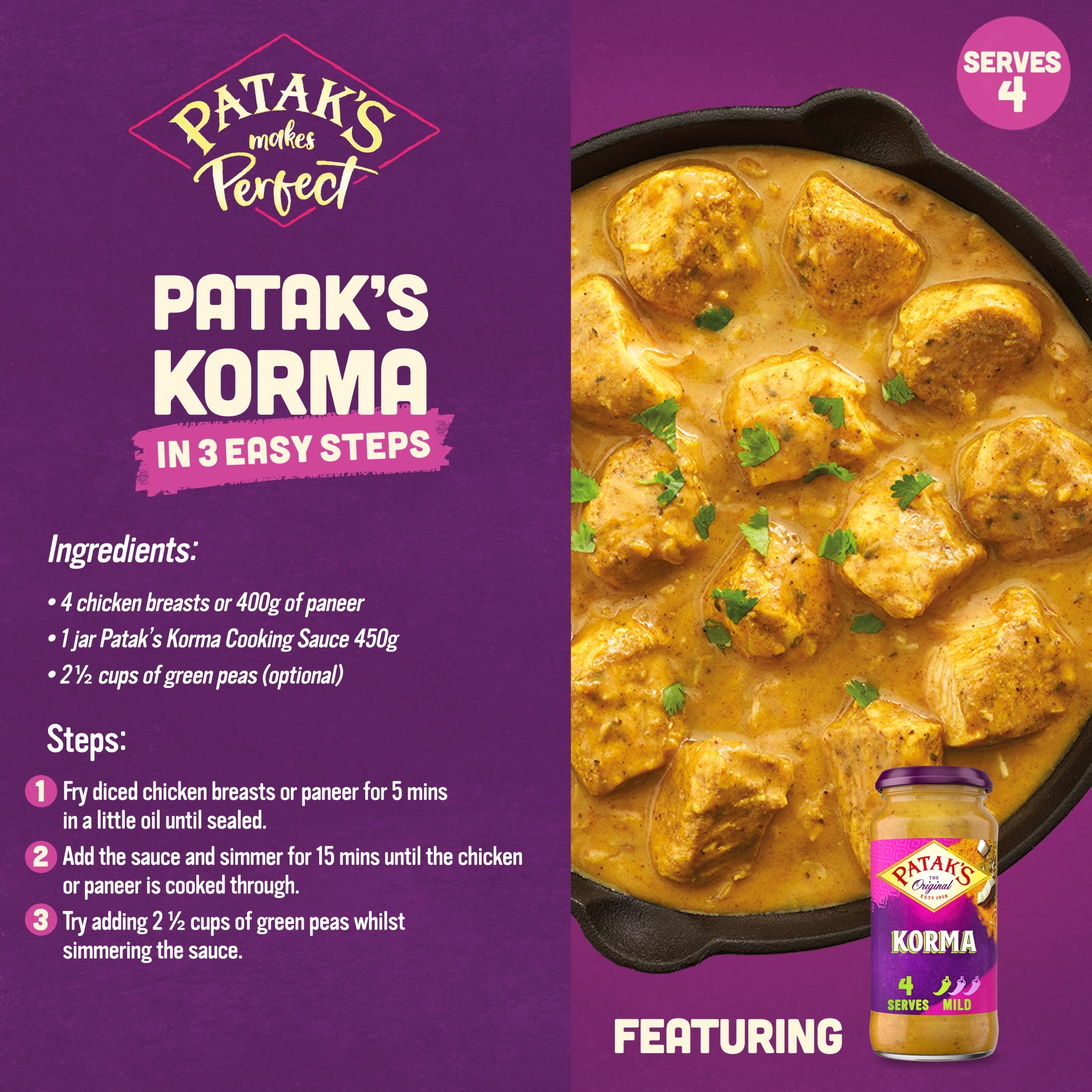 Pataks Mild Korma Sauce 450G thumbnail 2