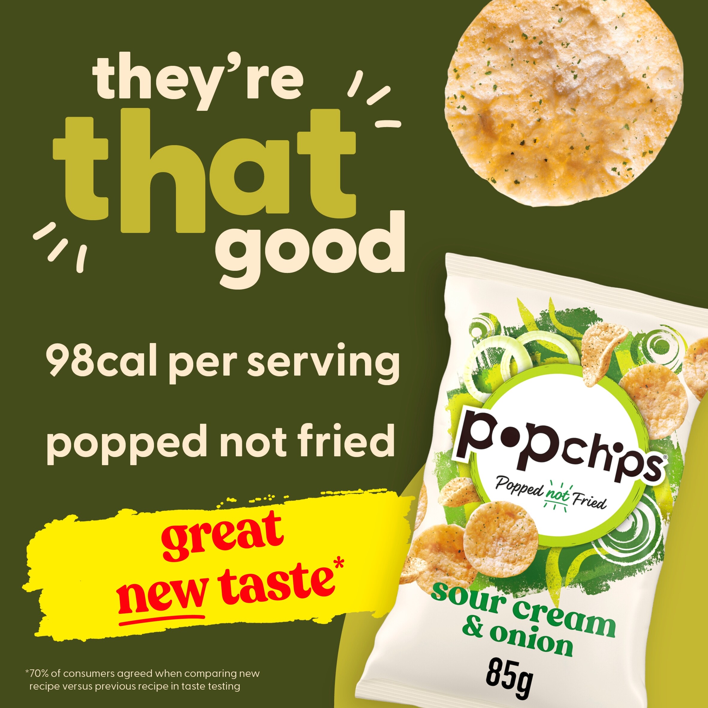 Popchips Sour Cream & Onion Sharing Crisps 85g thumbnail 2