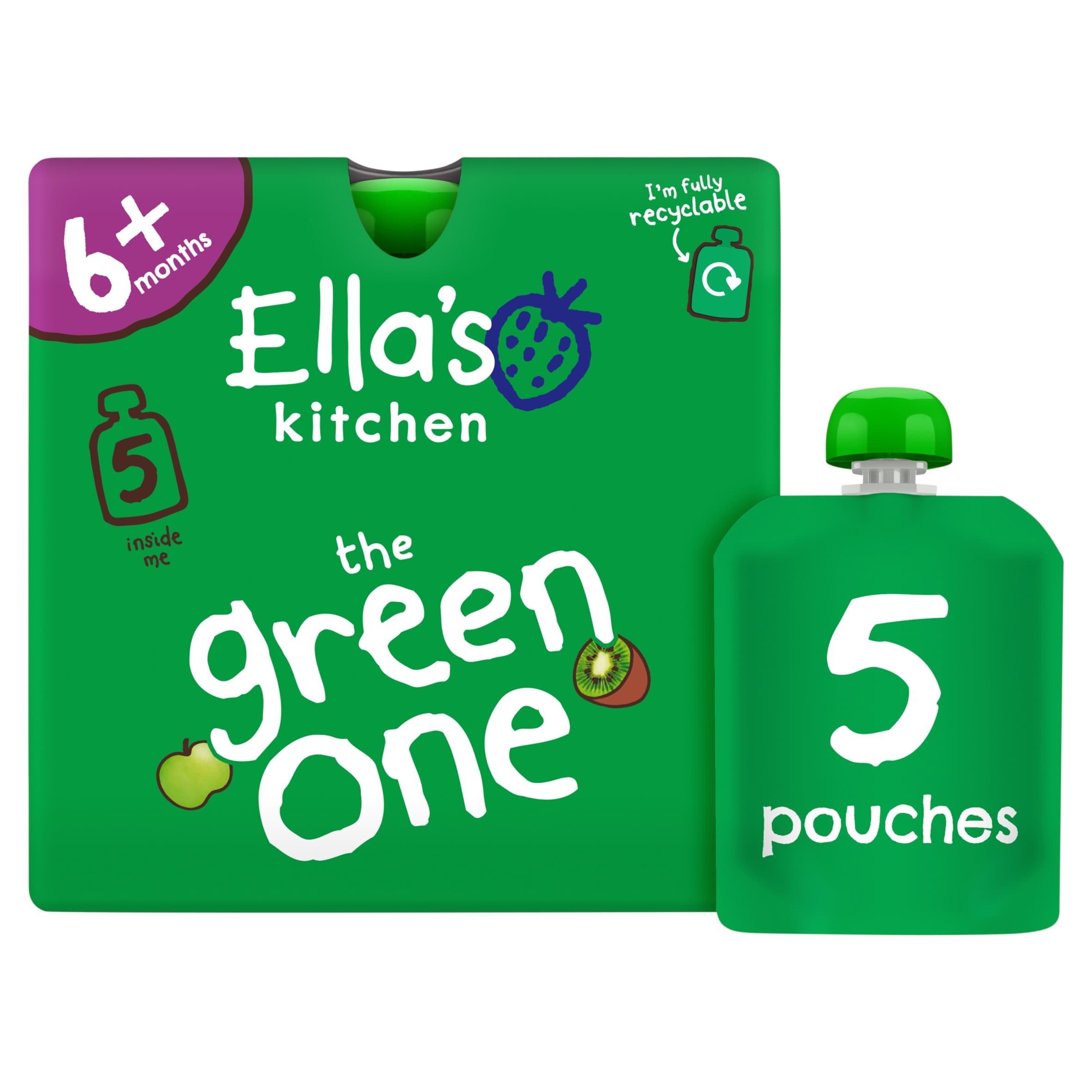 Ella's Kitchen The Green One Smoothie Multipack Baby Food Pouch 6+ Months